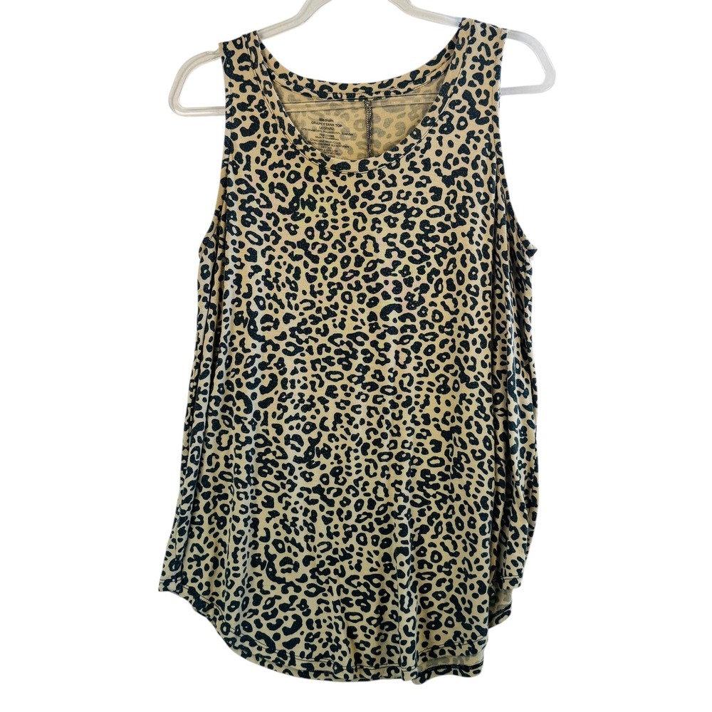 Hobby Lobby Leopard Print Drapey Tank Top Beige Black Animal Sleeveless Womens M